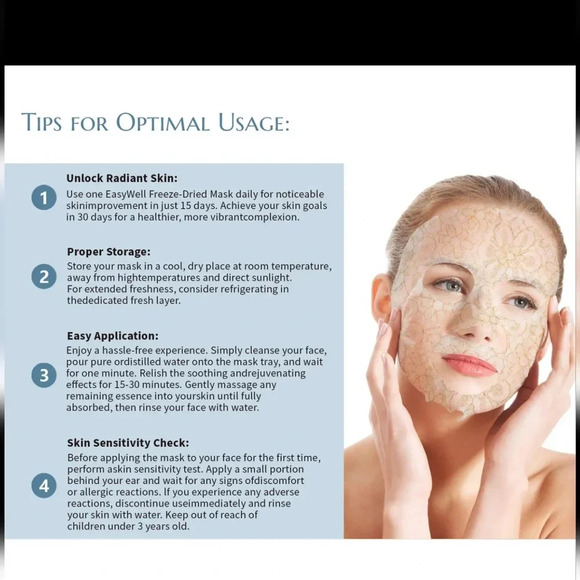 EASYWELL 5-Pack Face Sheet Mask for Skincare & Beauty, Vegan Collagen Freeze-dry - Picture 6 of 9